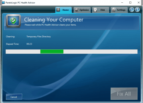 Running the Cleaner funtion on PC Health Advisor