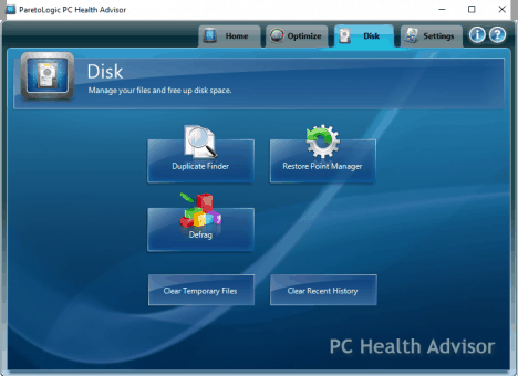 PC Health Advisor Disk Features