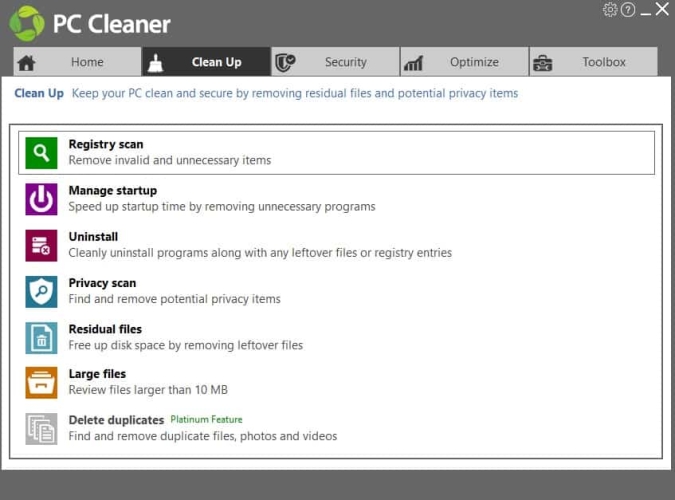 PC HelpSoft PC Cleaner Clean Up Features