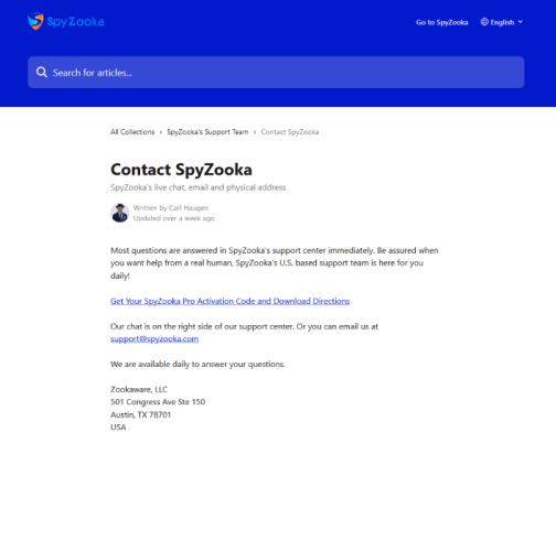 SpyZooka Contacts