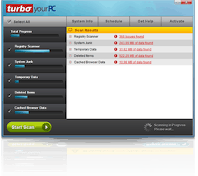 Screenshot of Turbo Your PC in action