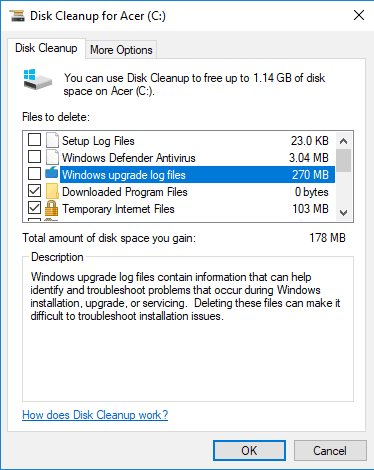 Windows 10 cleanup log files