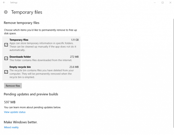 Windows 10 Temporary Files